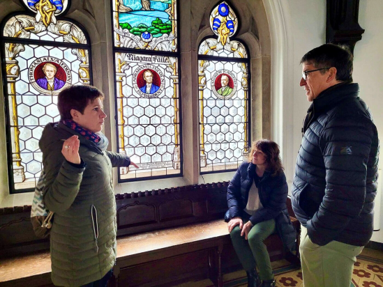 Stained Glass Windows inside the New Town Hall on a Tour for Know-It-Alls in Munich